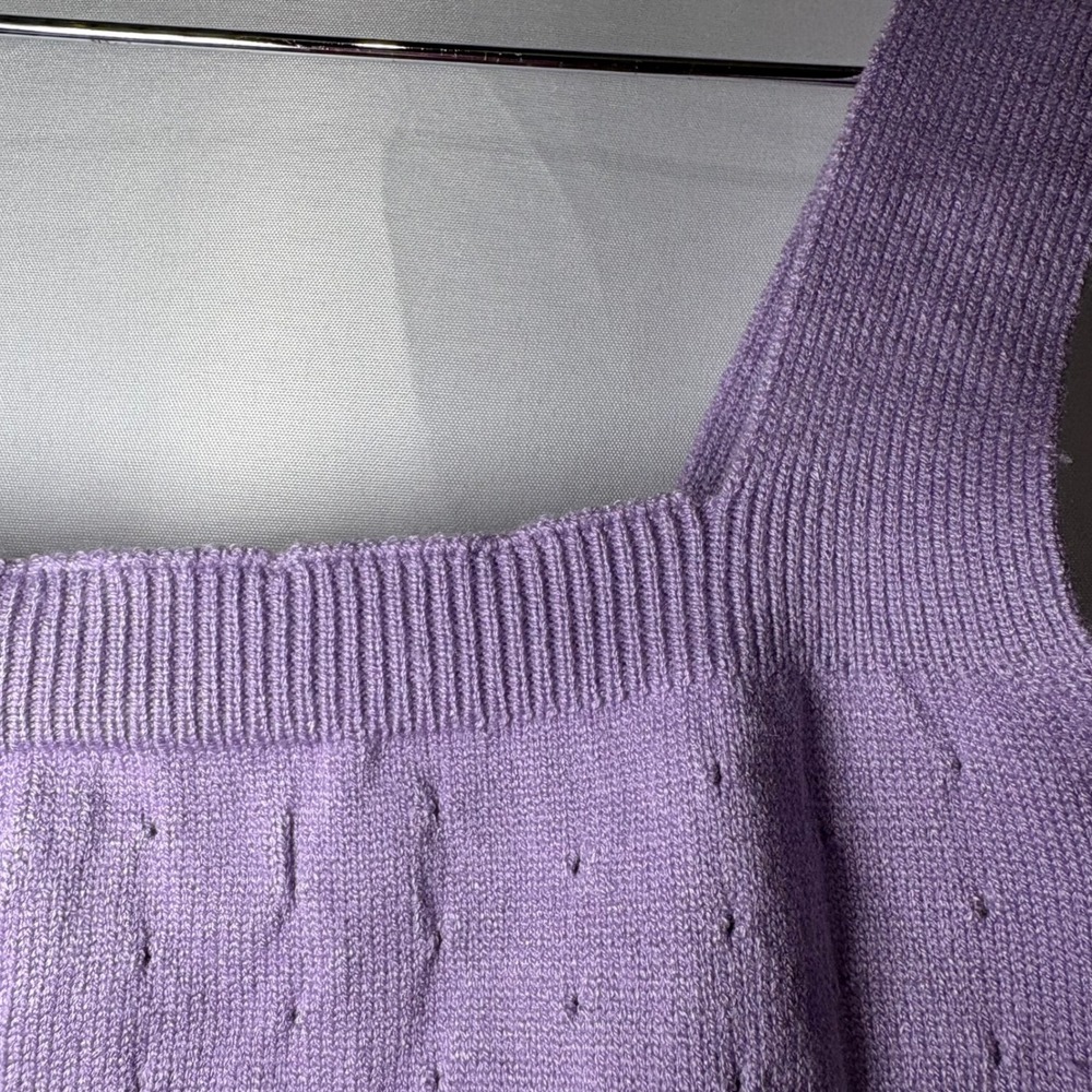 Cider Womens Purple Cherry Knit Crop Tank Top Scalloped Hem Size M NWT‎ - Picture 4 of 10